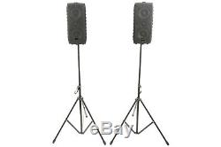 Portable Suitcase PA 100W USB/SD + DSP Disco Stage Mixer Amp Speaker Stands Pack
