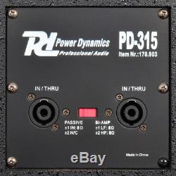 Power Dynamics PD-315 Passive 15 Inch PA DJ Disco Full Range Party Speaker 500W