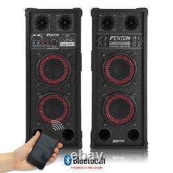 Powered Bluetooth Disco Speakers with Karaoke Microphones Mixer and Party Light