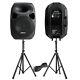 Powerful 12 Active Disco Pa Speakers Mobile Dj Portable Sound System & Stands