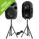 Powerful 12 Active Disco Pa Speakers Mobile Dj Portable Sound System Stands