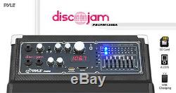 Pyle PSUFM1245A 1400 Watt Disco Jam Powered Two Way PA Speaker System w USB/SD