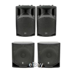 QTX 3000W PA System 2 x QLB15A Subwoofer + QX15A Active Speaker DJ Disco Package
