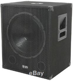 QTX QT15SA 15 1200W Active Powered Subwoofer Bass Bin Speaker DJ Disco Package