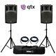 Qtx Qx12a 12 Active Powered Dj Disco Pa Speakers With Tripod Stands And Cables