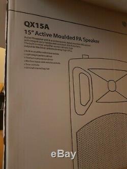 QTX QX15A Active 15 Inch 250W RMS DJ Disco Moulded PA Loudspeakers (Pair)