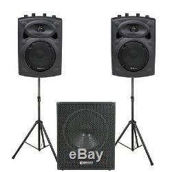 QTX Sound QR8K 8Active Speakers & QT15SA PA DJ Disco 15 Subwoofer Package