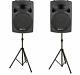 Qtx Qr12k 12, 600w Active Abs Disco Dj Pa Speakers With Stands Pair