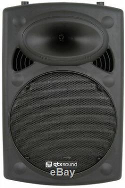 Qtx Qr12k 12, 600w Active Abs Disco Dj Pa Speakers With Stands Pair
