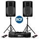 Rcf Art 715-a Mk4 Active Dj Disco 15 Pa Speaker (pair) With Stands & Cables