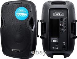 RZ12A V3 Active 2000W 12 DJ Disco PA Speaker (Pair) with Stands