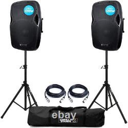 RZ15A V3 Active 1200 Watt PA Speakers (Pair) Inc Stands & Cables Disco, House Pa