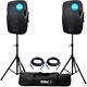 Rz15a V3 Active 1200 Watt Pa Speakers (pair) Inc Stands & Cables Disco, House Pa