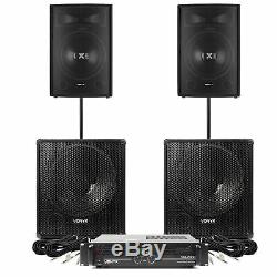 Speakers and Amplifier PA DJ Disco Package, 15 Tops 18 Bass Bin Subs