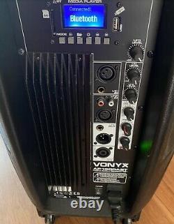VONYX Active DJ Speaker Twin 15 Woofer Bluetooth Streaming PA Disco 1200W Ampli