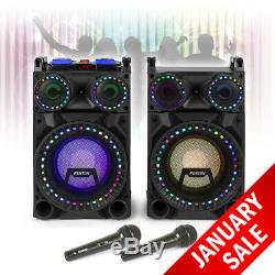 VS-10 Powered Bluetooth Disco Speakers Karaoke Party DJ Lights with Microphones