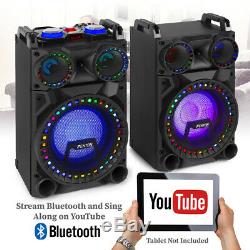 VS-10 Powered Bluetooth Disco Speakers Karaoke Party DJ Lights with Microphones