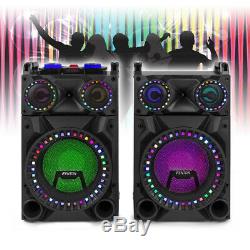 VS-12 Powered Bluetooth Disco Speakers Karaoke Party DJ Lights with Microphones