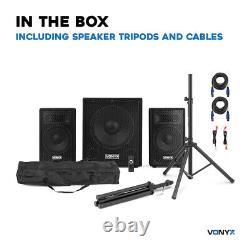 VX0812BT 2.1 Active DJ Speaker Package with Subwoofer, Disco Light Bar & Booth
