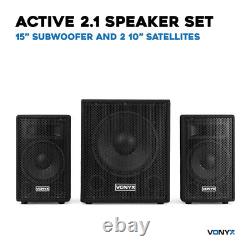 VX1015BT 2.1 Active DJ Speaker Package with Subwoofer, Booth & Disco Lights