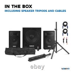 VX1015BT 2.1 Active DJ Speaker Package with Subwoofer, Booth & Disco Lights