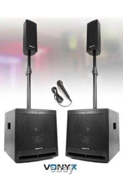 VX-1000 Active PA Speaker System, Subwoofers & Microphone Powerful DJ Disco Set