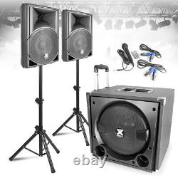 VX-800 Portable PA Speaker System, Subwoofer & Microphone Active DJ Disco Set