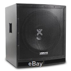 Vonyx 15 Active Powered Wood Finish Sub Woofer Bass PA DJ Disco Speaker 800W
