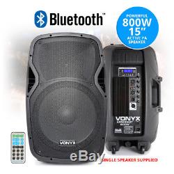 Vonyx 15 Inch Active Powered 2-Way Speaker DJ Disco PA Bluetooth MP3 USB 800W