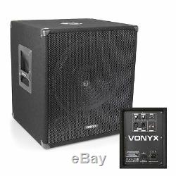 Vonyx 15 Powered Active Subwoofer Bass Boost Bin DJ Disco PA Sub Speaker 600W