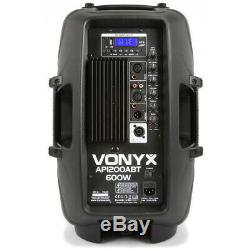 Vonyx AP1200ABT Active 12 Bluetooth Powered PA DJ Disco Speaker System 300W