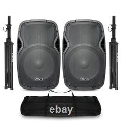 Vonyx Active Powered DJ Disco PA Speakers Wireless Bluetooth 15 Stands 1600W