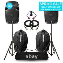 Vonyx SPJ12 V3 Active 1200W 12 DJ Disco PA Speaker (Pair) with Stands & Bags