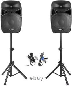 Vonyx VPS082A 8 Active Bluetooth Disco Speakers 400W with Stands Black