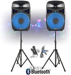 Vonyx VPS082A 8 Active Bluetooth Disco Speakers 400W with Stands Black