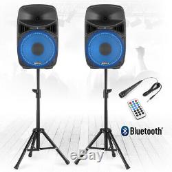 Vonyx VPS102A 10 Active Bluetooth Disco Speakers DJ PA System 600W with Stands