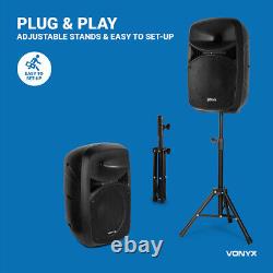 Vonyx VPS102A 10 Active Bluetooth Disco Speakers DJ PA System wth Stands & Bags