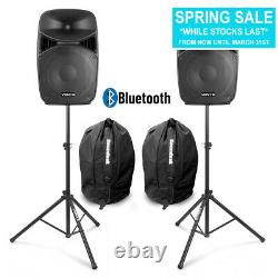 Vonyx VPS122A 12 Active Bluetooth Disco Speakers DJ PA System wth Stands & Bags