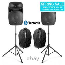 Vonyx VPS152A 15 Active Bluetooth Disco Speakers DJ PA System wth Stands & Bags