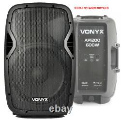 Vonyx Vocal PA Active 12 Speakers System Bluetooth MP3 1200w & Stands DJ Disco