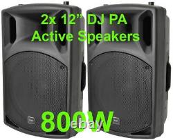 2x Dj 12 Inch Abs Haut-parleurs Pa Actifs Disco Party Sound System 800w