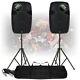 2x Haut-parleurs De Sonorisation Actifs Ekho Rs12a 12 Avec Supports Disco Dj Party 1200w