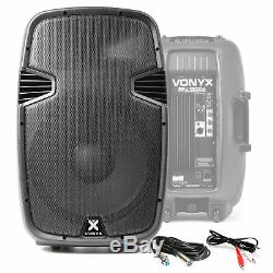 2x Haut-parleurs Dj Vonyx 15 Active Karaoke Party + Câbles Système De Sonorisation Disco 1600w