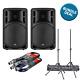 2x Rcf Art 315-a Mk4 & Pa Stands & Cables 800w 15 2-way Dj Disco Active Powered