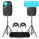 2x Vonyx Active Powered Dj Speakers 1600w 15 Pa Disco Sound System With Stands