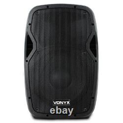2x Vonyx Ap1200a Active 12 Pouces Dj Disco Pa Haut-parleurs + Supports 1200w Max Kit