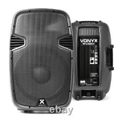 2x Vonyx Spj 15 Active Portable Karaoke Dj Pa Speakers Party Disco 1600w