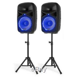 2x Vps102 Haut-parleurs Active Pa 10 Dj Disco Sound System Avec Des Stands Et Microphone
