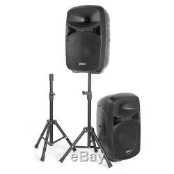 2x Vps102 Haut-parleurs Active Pa 10 Dj Disco Sound System Avec Des Stands Et Microphone