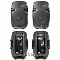4x Vonyx Spj 15 Système De Party De Haut-parleurs Portables Karaoke Disco 3200w